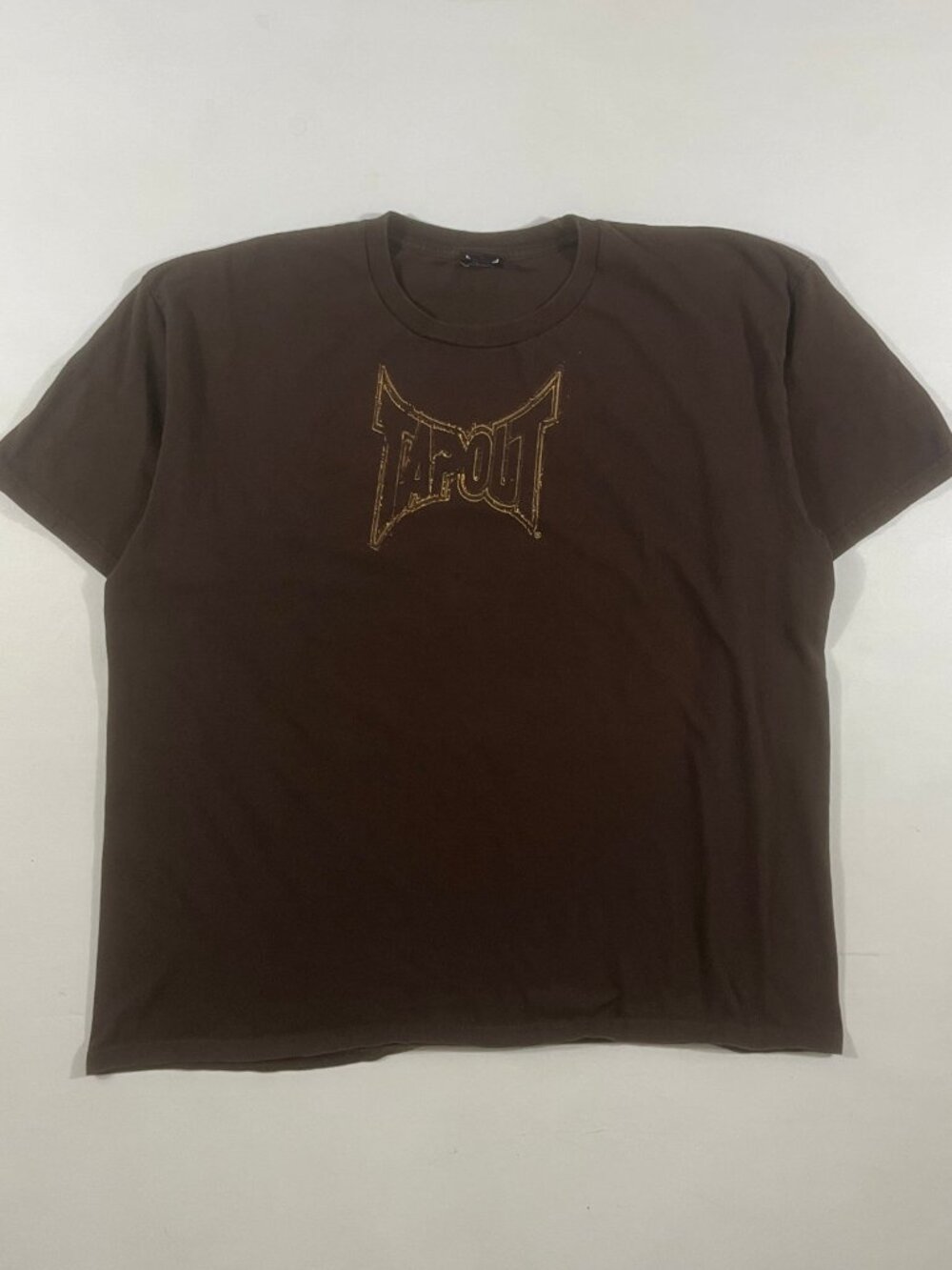Vintage Y2K TapouT Brown Big Logo MMA Graphic T-Shirt XXL